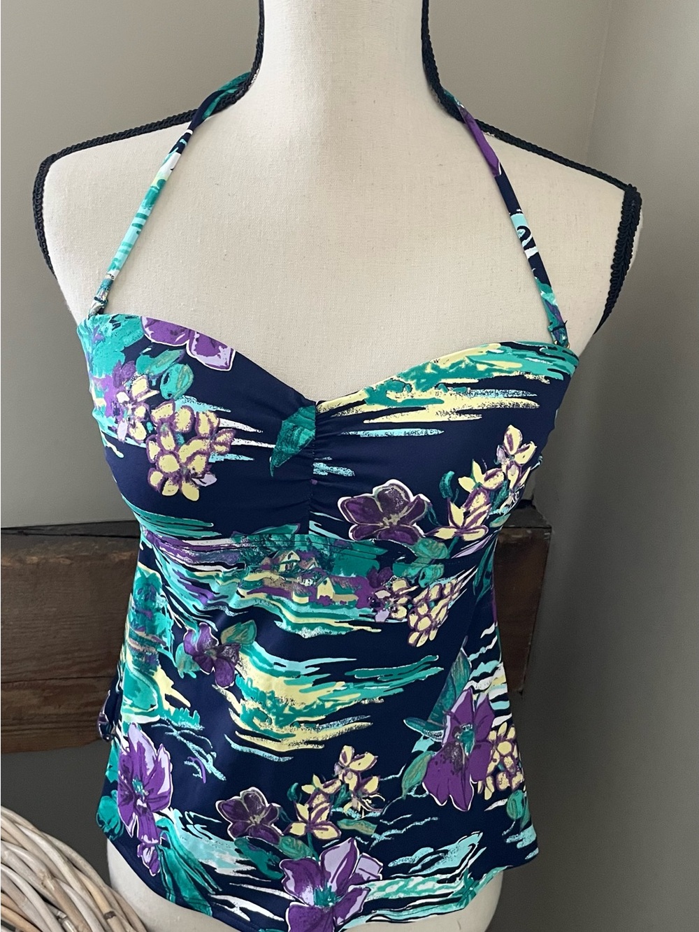 Tommy Bahama Navy Floral Tankini Top